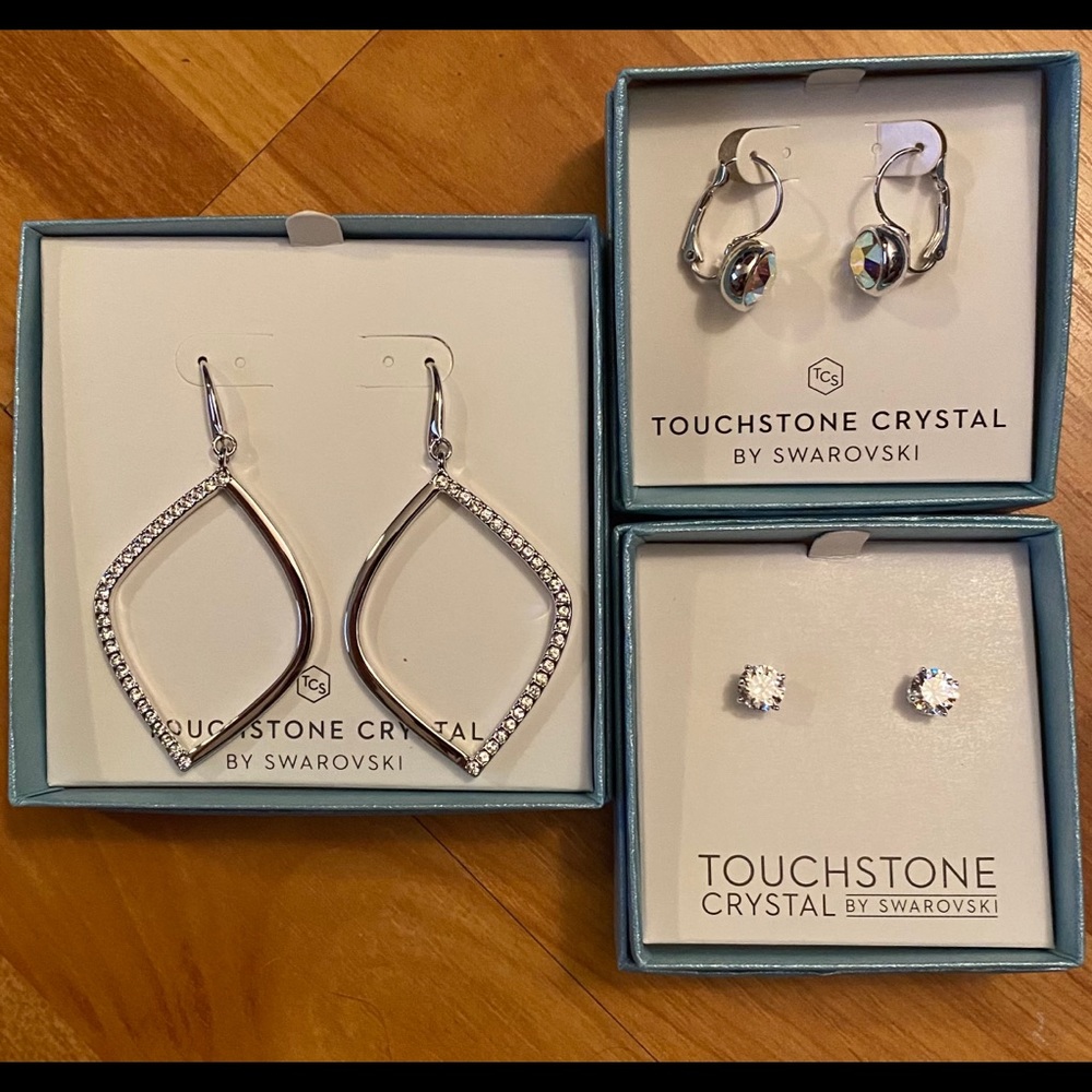 3 Touchstone Crystal by Swarovski EARRING LOT